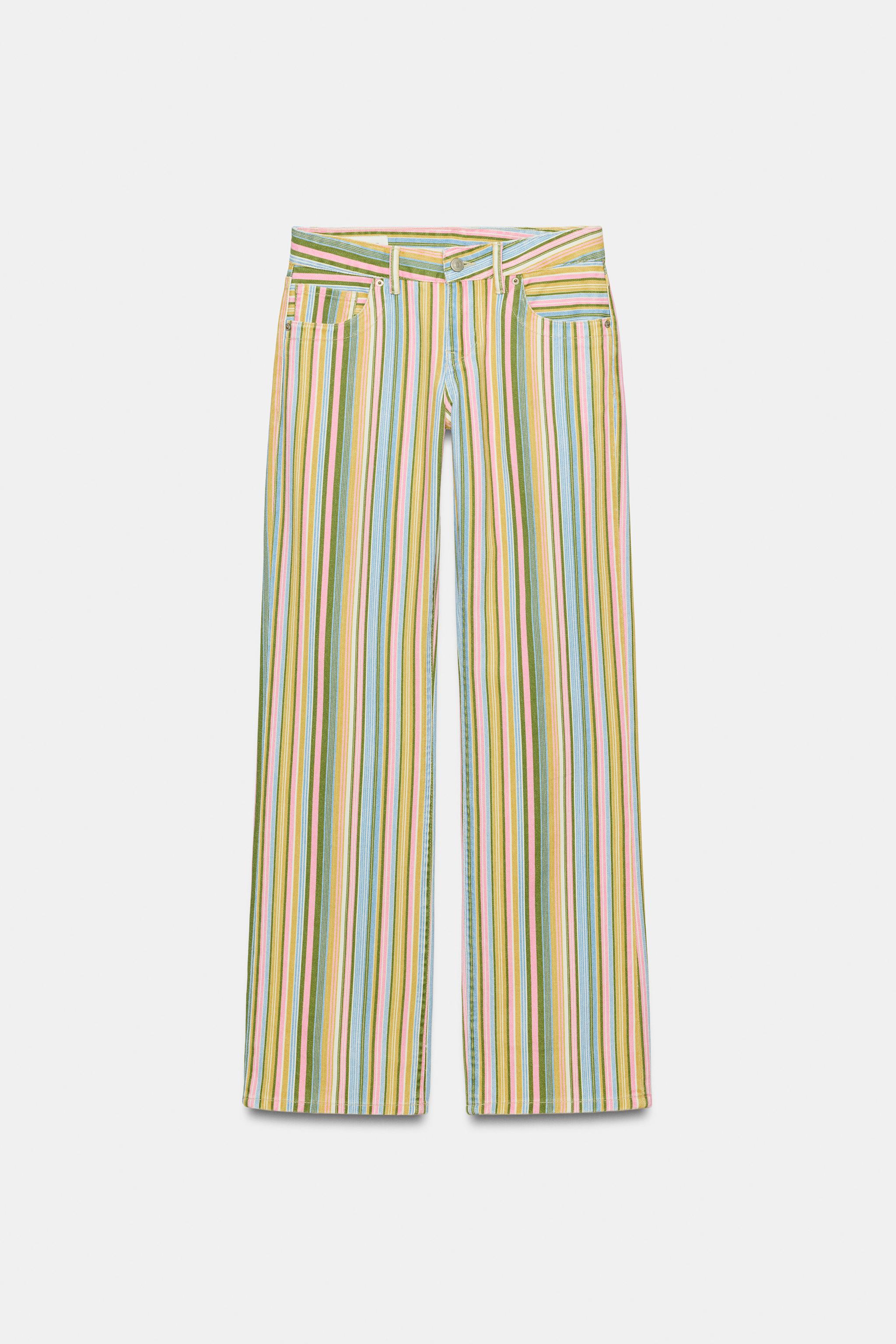JEAN TRF WIDE LEG TAILLE BASSE À RAYURES